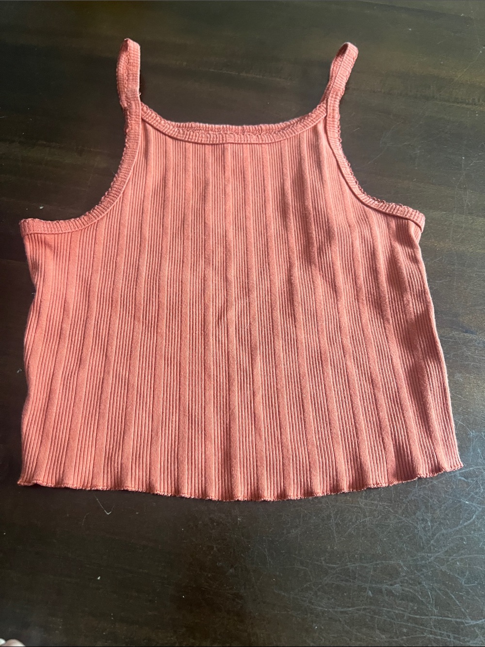 Aeropostale Rust Ribbed Cropped Tank Top - Spaghetti Straps